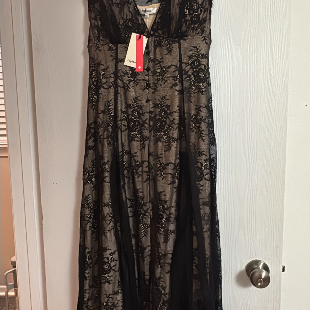 Popilush shapewear boho floral lace front slit maxi dress - Picture 5 of 13